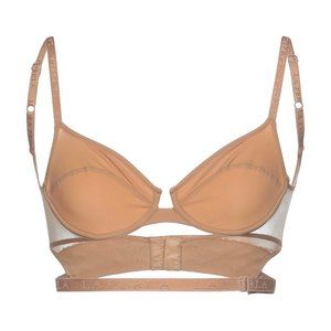 NWT LA PERLA Nude Beige Strappy Logo Band Bra XS S 30-32B